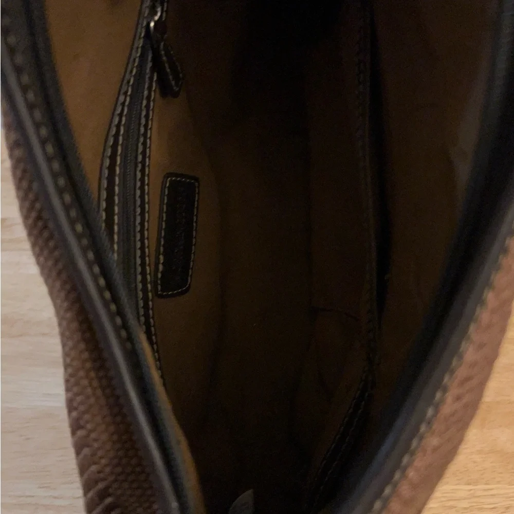 Worthington Elegant Brown Woven Hobo Bag with Brown Accents
